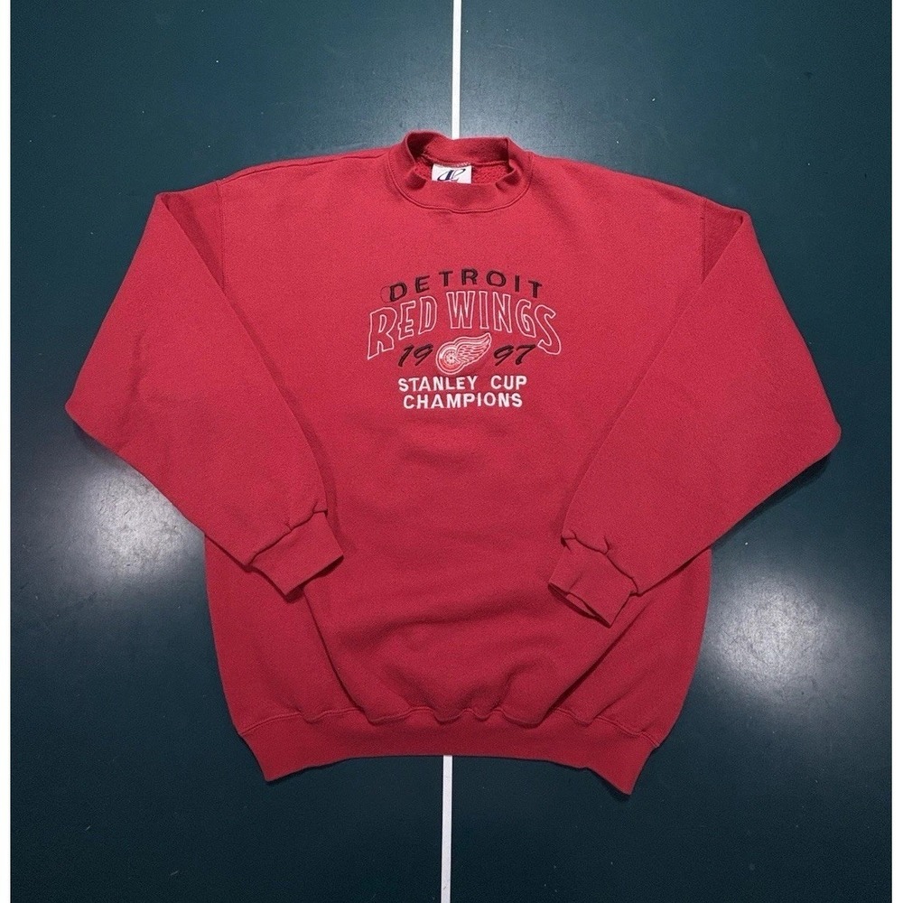Vintage Detroit Red Wings Stanley‎ Cup 1997 Crewneck Sweatshirt XL Logo 7 USA